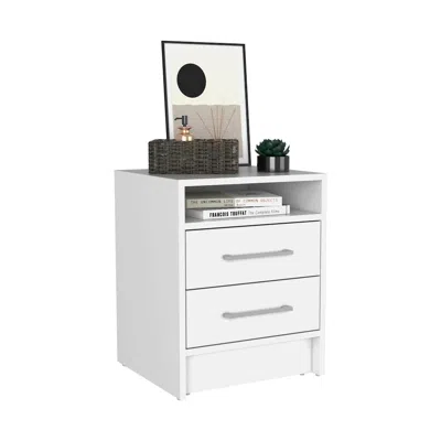 Depot E-shop Leyva Nightstand With 2 Drawers And 1 Shelf, White In White
