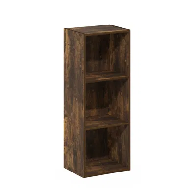 Furinno Pasir 3-tier No Tool Assembly Open Shelf Bookcase, Amber Pine In Brown