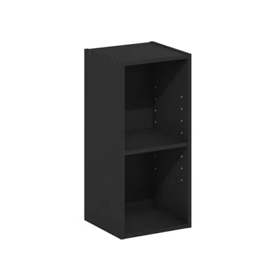 Furinno Fulda 2-tier Space Saving Storage Shelf Bookcase, 10-inch Width, Blackwood In Black