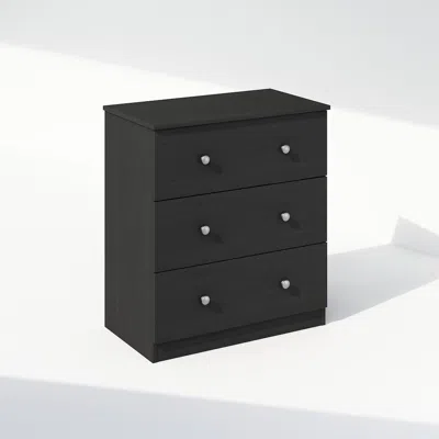 Furinno Frans Simple Design Console Table With 3 Drawers For Entryway, Living Room In Black