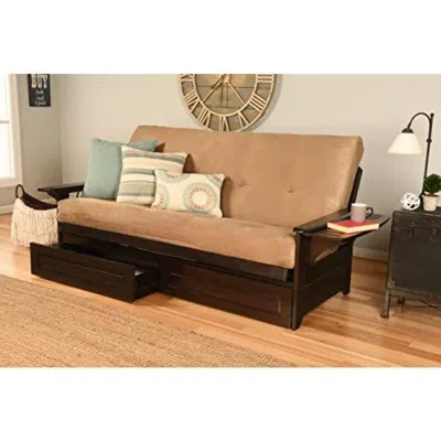 Kodiak Phoenix Frame-espresso Finish-suede Peat Mattress-storage Drawers In Brown