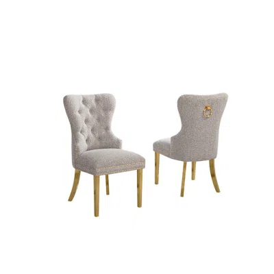 Best Quality Furniture Gray Boucle Fabric And Silver Base Side Chairs (set Of 2) In Gray