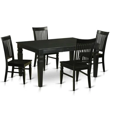 East West Furniture 5 Pc Dining Set-dining Table And 4 Dining Chairs In Black