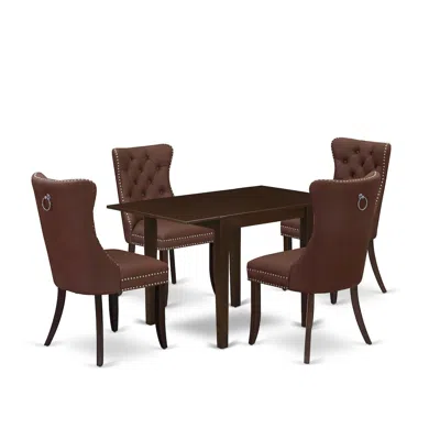 East West Furniture 5 Piece Dining Table Set Consists Of A Rectangle Kitchen Table With Dropleaf In Brown