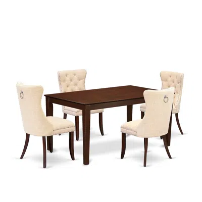 East West Furniture 5 Piece Kitchen Table & Chairs Set Consists Of A Rectangle Modern Dining Table In Brown