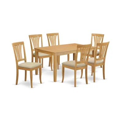 East West Furniture Caav7-oak-c 7 Pc Dinette Set - Dinette Table And 6 Dining Chairs In Neutral
