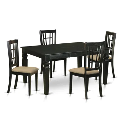 East West Furniture Weni5-blk-c 5 Pc Dinette Table Set - Kitchen Dinette Table And 4 Dining Chairs