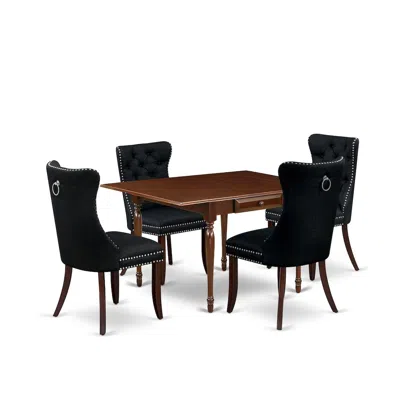 East West Furniture 5 Piece Dining Table Set Consists Of A Rectangle Kitchen Table With Dropleaf In Black