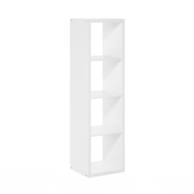 Furinno Cubicle Open Back Decorative Verticle Cube Storage Organizer, 4-cube, White In White