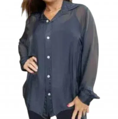 Tempo Paris Sheer Top With Tank In Charcoal In Blue