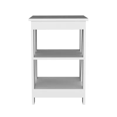 Depot E-shop 3-tier End Table/nightstand, Side Table For Small Space, White In White
