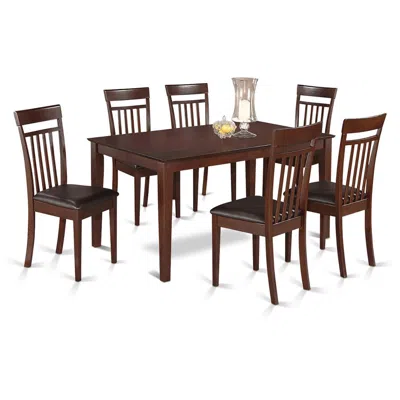 East West Furniture 7 Pc Dining Room Set- Dinette Table And 6 Dining Chairs In Brown