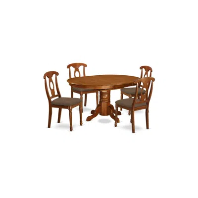 East West Furniture Avna5-sbr-c 5 Pc Dining Set-dining Table With Leaf And 4 Kitchen Chairs. In Brown