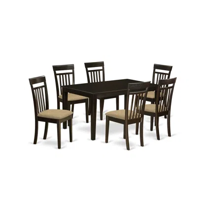 East West Furniture Cap7s-cap-c 7 Pc Formal Dining Room Set -table And 6 Dining Chairs In Black