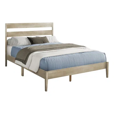 Monarch Bed, Queen Size Grey Solid Wood Legs, Contemporary
