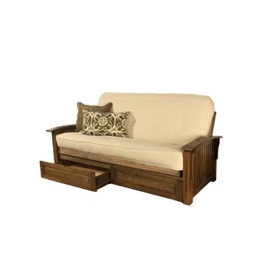 Kodiak Furniture Washington Frame-rustic Walnut Finish-canton Cream Mattress-storage Drawers