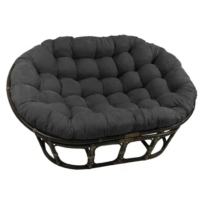 International Caravan Rattan Double Papasan Chair With Microsuede Cushion In Black