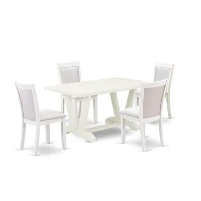 East West Furniture V026mz001-5 5-piece Table Set Contains A Rectangular Table And 4 Cream Parson Dining Chairs - Wire B In White