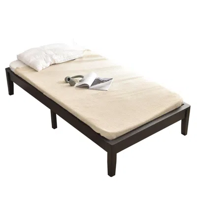 Better Home Products Stella Solid Pine Wood Twin Platform Bed Frame In Black