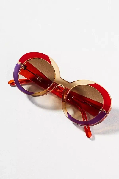 Gustavo Oval Colorblock Sunglasses In Red