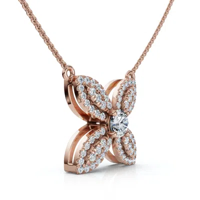 Pompeii3 1/2ct Diamond Flower Pendant 14k Gold 18" Necklace Lab Grown Ef/vs In Gold