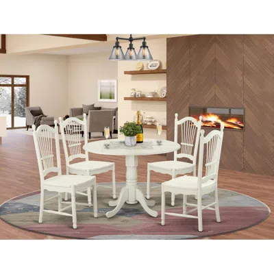 East West Furniture 5 Pc Table And Chairs Set For 4-dinette Table And 4 Dining Chairs In White
