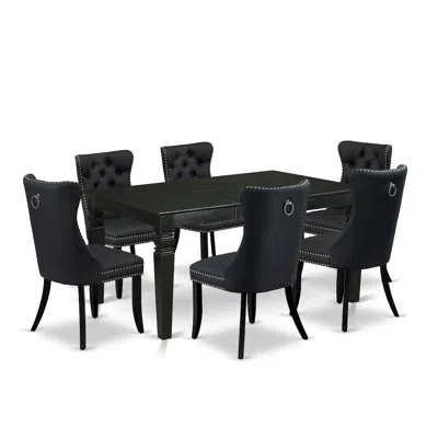 East West Furniture 7 Piece Dining Table Set Contains A Rectangle Kitchen Table With Butterfly Leaf In Black