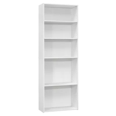 Monarch Bookshelf, Bookcase, 6 Tier, 72h, Office, Bedroom, White Laminate, Transitional