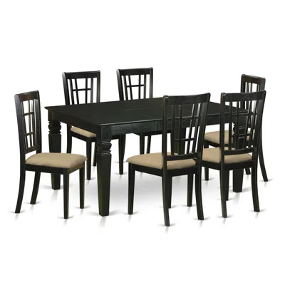 East West Furniture Weni7-blk-c 7 Pctable And Chair Set For 6-dining Table And 6 Dinette Chairs