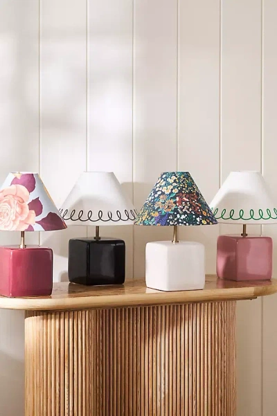 Maeve Embroidered Loop Shade Ceramic Table Lamp In Multi