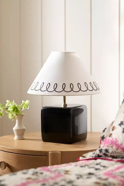 Maeve Embroidered Loop Shade Ceramic Table Lamp In Multi