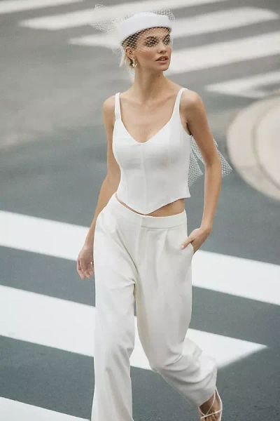 Mare Mare Crepe Mid-rise Wide-leg Pants In White