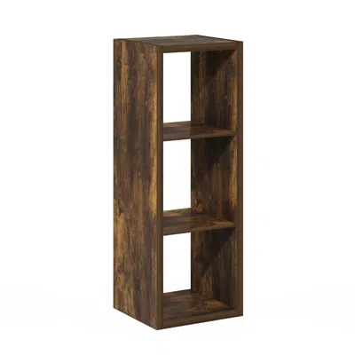 Furinno Cubicle Open Back Decorative Cube Storage Organizer, 3-cube, Amber Pine In Brown