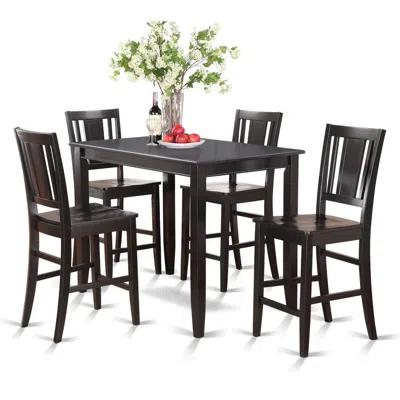 East West Furniture 5 Pc Counter Height Table Set-high Table And 4 Stools In Black