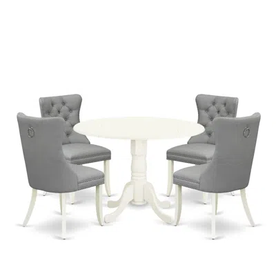 East West Furniture 5 Piece Dining Room Furniture Set In Gray