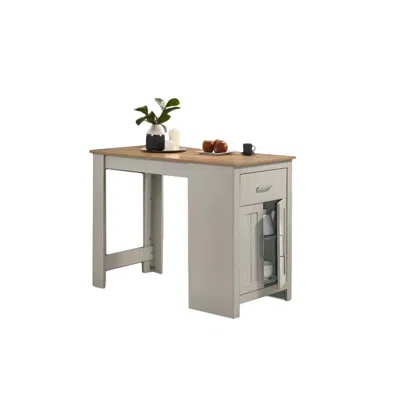 Lilola Home Alonzo Light Gray Small Space Counter Height Dining Table With Cabinet And Drawer Storage In Metallic