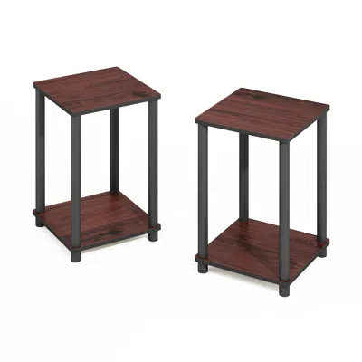 Furinno Turn-n-tube Easy Assembly Stackable Bookcase, Bookshelf, Dark Cherry/black In Brown