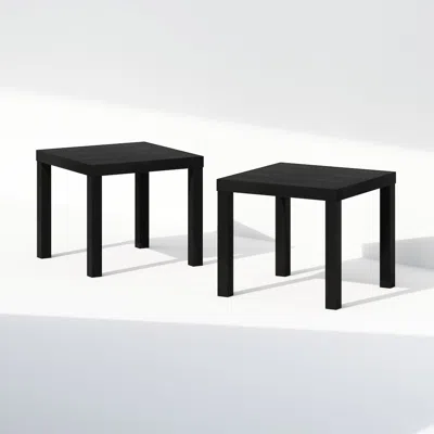 Furinno Simple Square Coffee Table, Side Table, Set Of 2, Black In Black