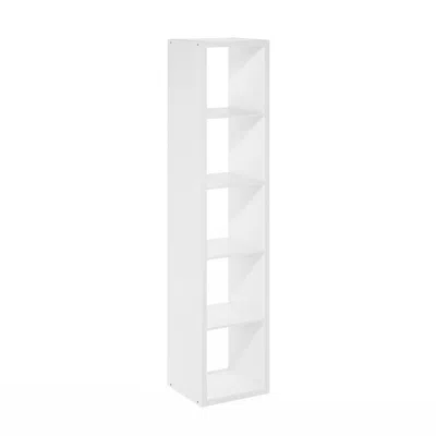 Furinno Cubicle Open Back Decorative Verticle Cube Storage Organizer, 5-cube, White In White