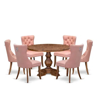 Luxe By East West Furniture 7-pc Modern Dining Set Include A Table And 6 Beige Red Upholstered Dining Chairs