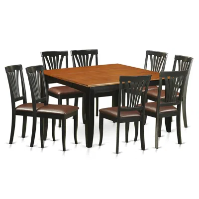 East West Furniture 9 Pc Dining Room Set-dining Table And 8 Wood Dining Chairs In Brown