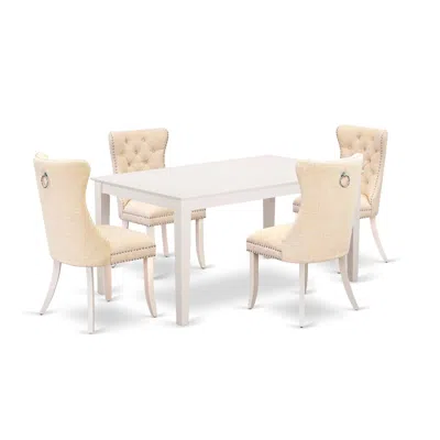 East West Furniture 5 Piece Kitchen Table & Chairs Set Contains A Rectangle Dining Table In Neutral