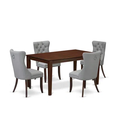 East West Furniture 5 Piece Dining Room Table Set Consists Of A Rectangle Kitchen Table In Gray