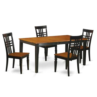 East West Furniture 5 Pc Kitchen Table Set With A Nicoli Table And 4 Dining Chairs In Black And Cherry In Brown