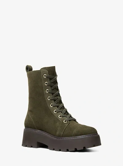Michael Kors Blake Suede Combat Boot In Green