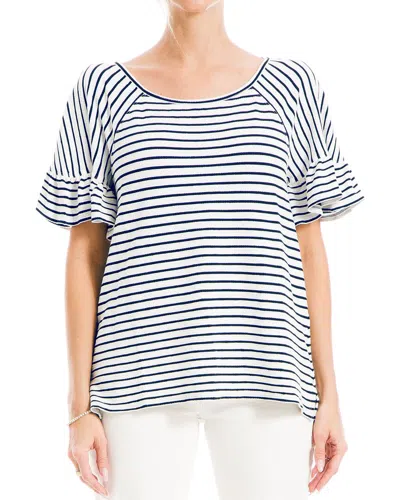 Max Studio Flutter Textured Knit Top In White