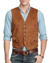 POLO RALPH LAUREN Postboy Suede Leather Vest,1824038HUNTERBROWN