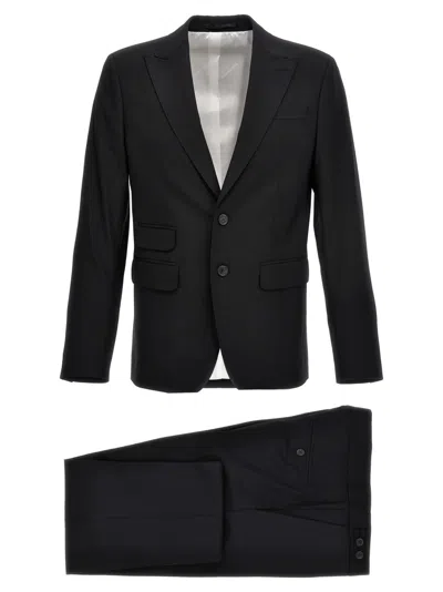 Dsquared2 Tailored Two-piece Wool Suit With Refined Texture In Black