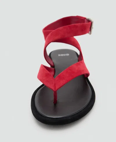 Mango Suede Straps Sandals Red In Red