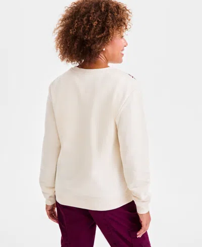 Style & Co Women's Long-sleeve Crewneck Sweatshirt, Created For Macy's In White
